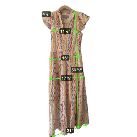 ANTONIO MELANI Dress Maxi Embroidered Eyelet Tiered  Size 2 Cotton Lined - Picture 3 of 8